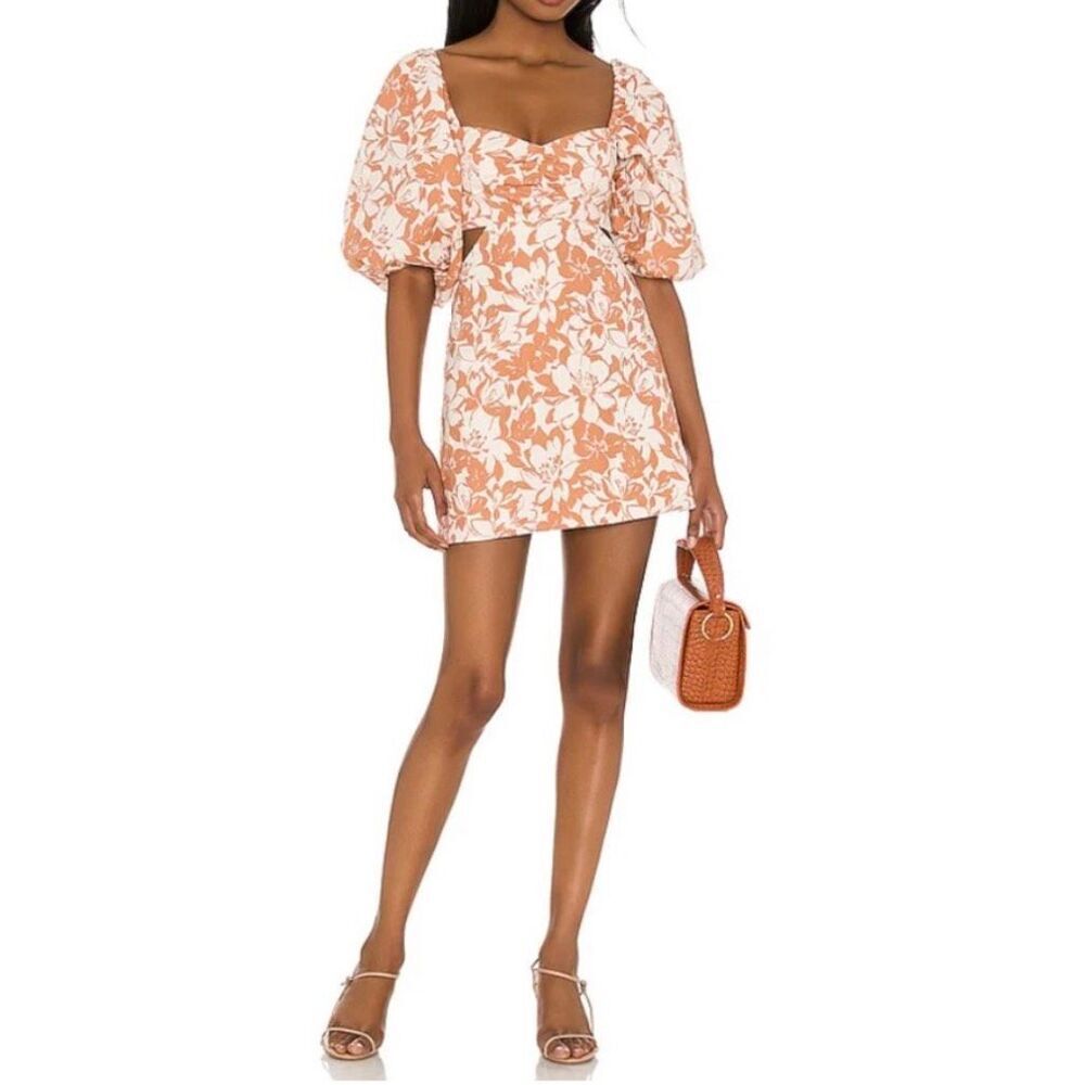 Lovers + Friends x Revolve Kacey Mini Dress Caramel Brown Floral, Women’s Small - Picture 1 of 15